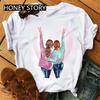 Summer Fashion Best Friends T-Shirt Short Sleeve Graphic Tees for Ladies Good Friend Bestie Sister Outfit Polyester Fabric