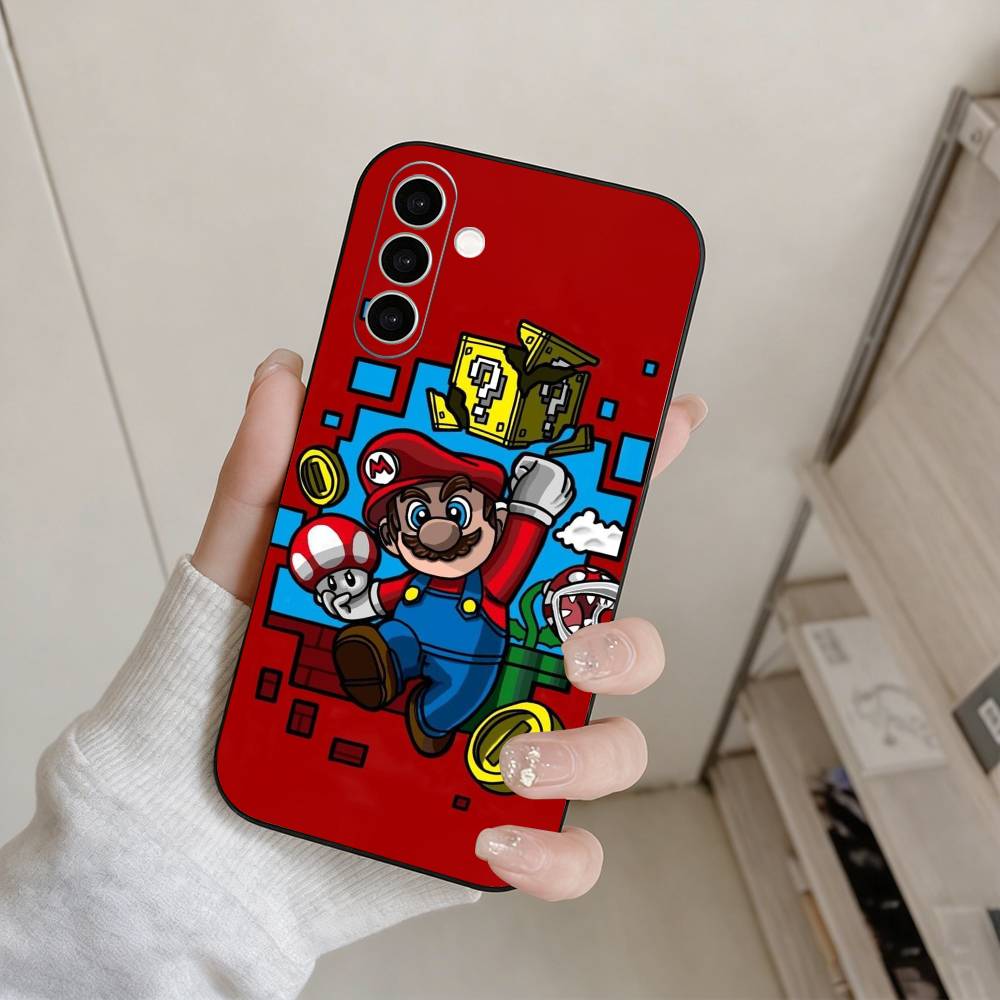Мультяшный S-Super M-MarioS Bros Чехол для телефона Samsung Galaxy A73, A72, A71, A70, A53, A52, A51, Другие Мягкий Черный Чехол