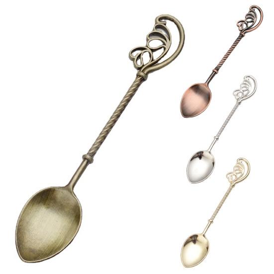 Кофейная ложка с заостренным наконечником и длинной ручкой, ретро-резьба, пищевая многоцелевая посуда, цинковый сплав, столовая ложка для смешивания и размешивания, десертная чайная ложка, кухонный инструмент