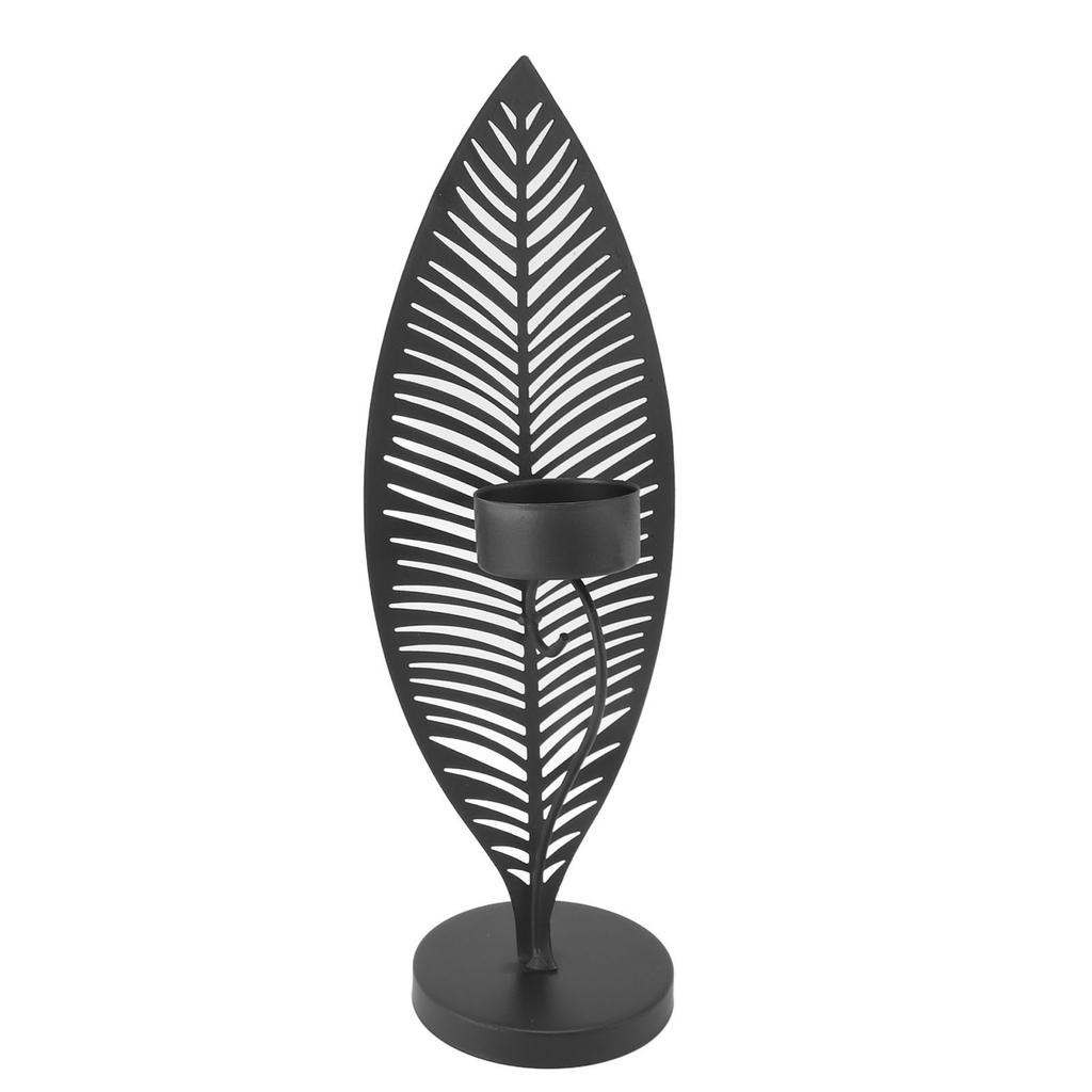 Iron Leaf Candle Holder Minimalist Creative Unique Leaf Shape Candlestick Stand for Dining Room Home Decor Black