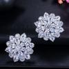 CMM Sparkling AAA Rose Gold Color Silver Color Cubic Zirconia Ice Flower Stud Earrings