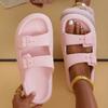 Women's Soft Sole Eva Pillow Slippers Double Buckle Thick Platform Cloud Slides Sandals Woman Summer Non Slip Beach Flip Flops