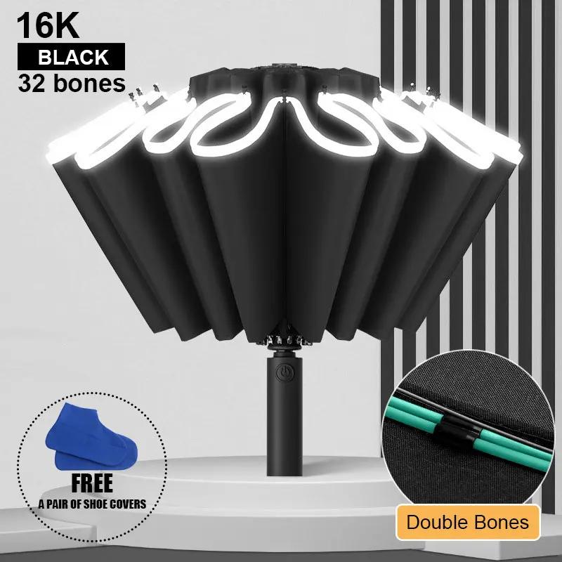 16 К Двойные Кости Большой Зонт Мужской Женский Ветрозащитный Компактный Зонт Автоматический Складной Бизнес Роскошный Зонт От Солнца Дождя Путешествия