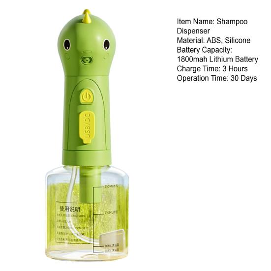 Электрический дозатор шампуня для ванны для собак и кошек в форме динозавра, держатель для мыла для собак 2 в 1, перезаряжаемая машина для вспенивания мыла для собак, для уборки