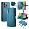 iPhone 16 Pro Max Flip Case, Wallet Zipper Pocket, Blue