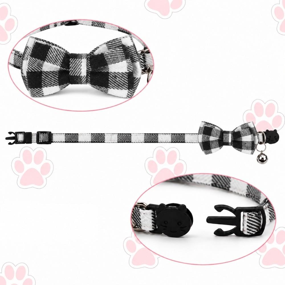 Plaid Cat Collar Adjustable Kitten Collar Cute Bowtie Collar Kitten