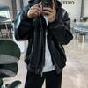 Кожаная куртка мужская новая поддельная двухкомпонентная куртка с капюшоном корейский стиль свободная модная брендовая рабочая кожаная куртка