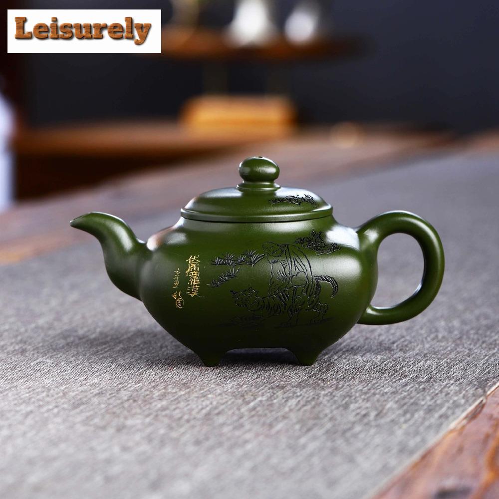 200ml High-end Yixing Purple Clay Teapots Famous Hand-carved Tea Pot Kettle Chinese Handmade Raw Ore Pea Green Mud Zisha Teaset