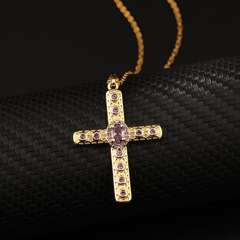 New Design Zircon Cross Pendant Necklace Stainless Steel Vintage Geometric Choker Jewelry Party Gifts For Women Girls