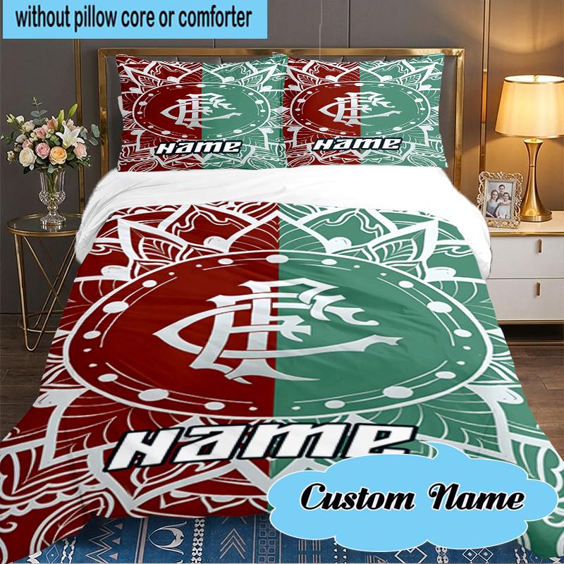 Custom Name Flamengo Crest Artwork Bedding Set 3pcs, Bedding Set Including 1pc Duvet Cover And 2pcs Pillowcases for Bedroom, Dormitory Gift