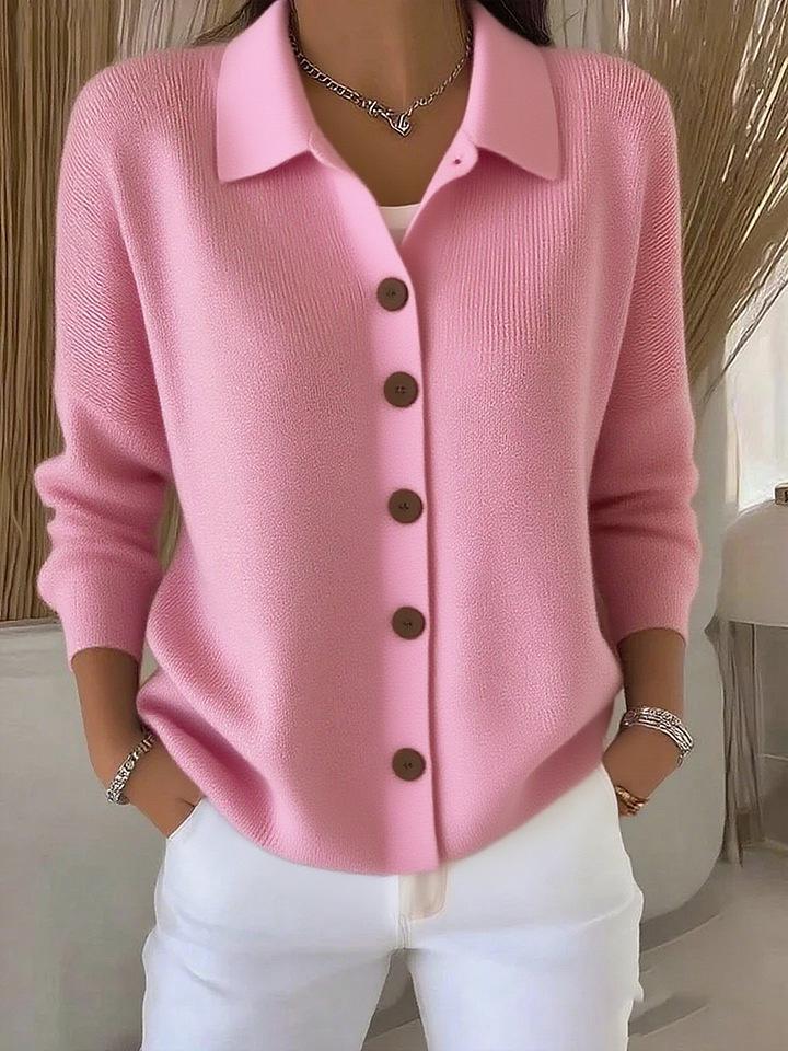 2025 European & American Women's Buttoned Knit Cardigan - New Autumn/Winter Solid Color Casual Fashion Sweater Coat