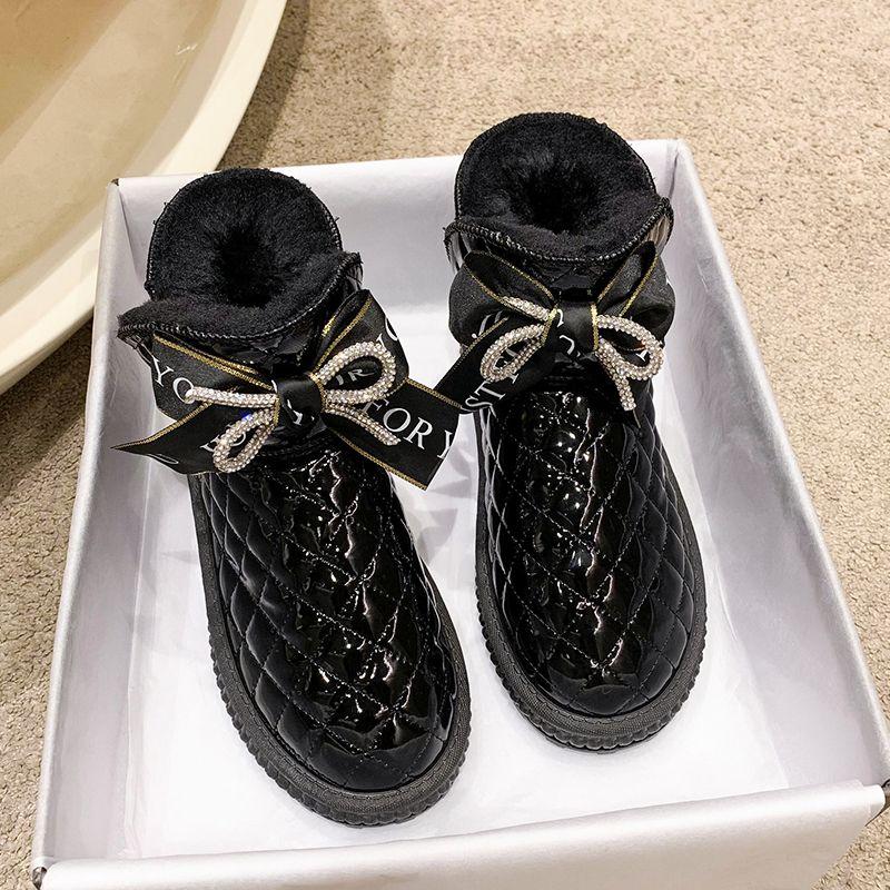 Ботинки для снега из натуральной мягкой кожи с толстой подошвой, женские, водонепроницаемые, зимние, теплые, с утолщенным хлопком, короткие ботинки из натуральной кожи