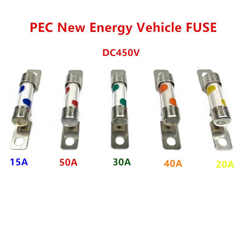 PEC New Energy Vehicle High Voltage DC450V fuse 10A/15A/20A/30A/40A/50A fuse tube electric compressor converter Automotive Fuses