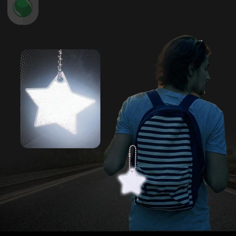 5pcs/set Starry Night Reflective Keychain -Creative PVC Glow Safety Bag Charm for Backpacks Cycling Gear Night Warning Keychain