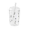 Mason Jar with Lid and Straw - Glass Boba Cup Aesthetic Cups - Clear Water Bottles Reusable Tumbler with Lid and Straw