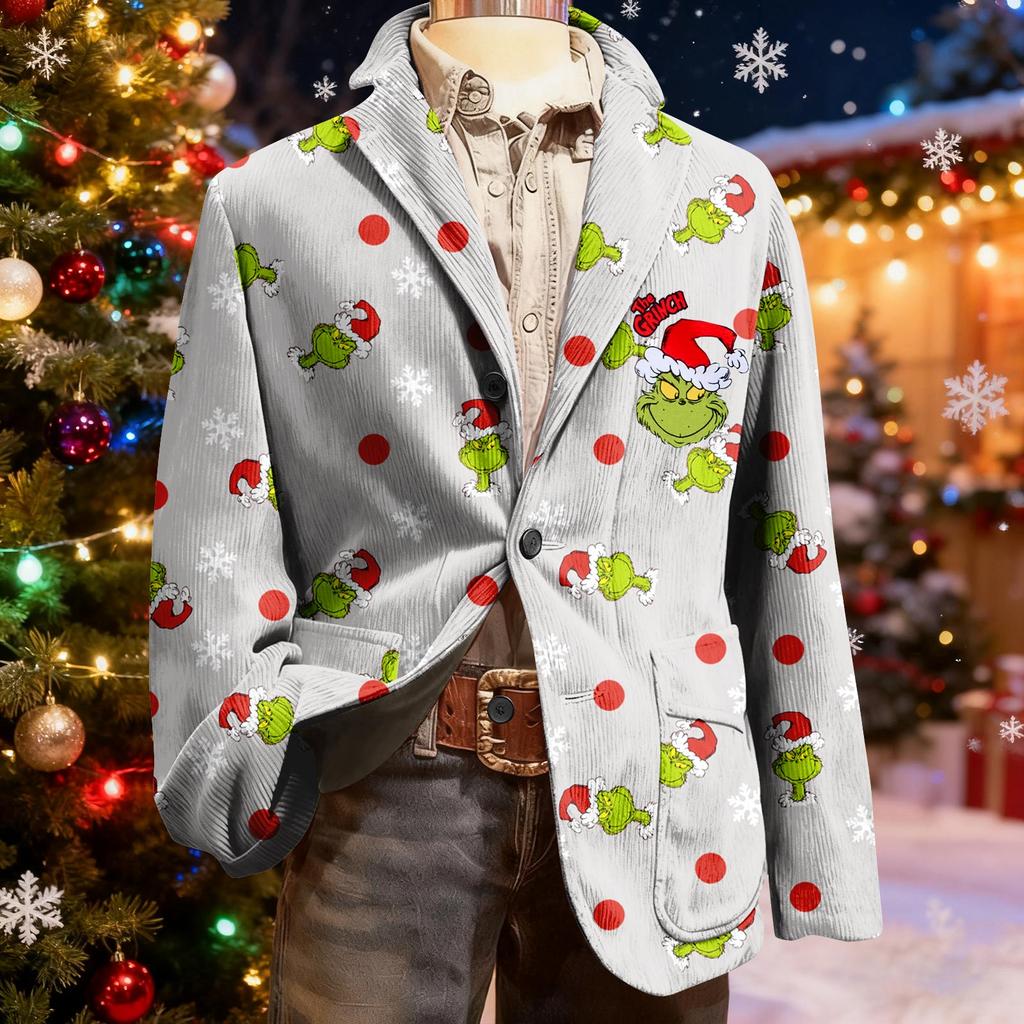 Мужской уродливый рождественский вельветовый теплый карманный пиджак-кардиган, мужской повседневный костюм