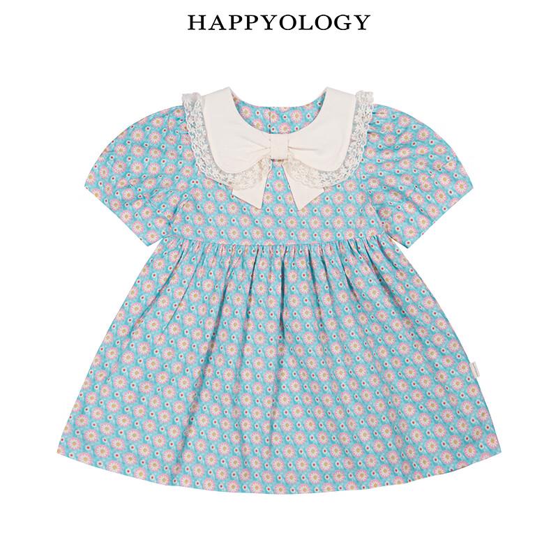 Детское платье-принцесса Happyology с цветочным принтом, коротким рукавом и бантом