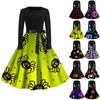 Women's Halloween Print Flare Dress For Women Long Sleeve Dress Party Casual Dresses