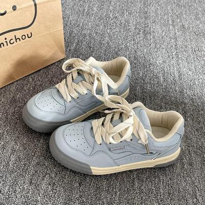 Популярные универсальные немецкие тренировочные кожаные белые туфли с толстой подошвой для женщин, весна 2025, новые туфли для отдыха и занятий спортом на доске, обувь для хлеба