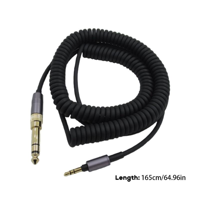 1.5m Spring Audio Wire Headset Cable Cord with 6.35mm Adapter for WH-1000XM3 XM2 XM4/H900N H800/WH-XB910N/MDR-XB950BT