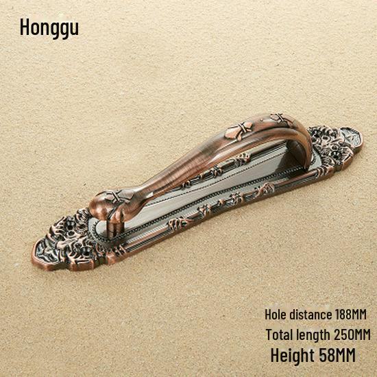 European Antique Copper Double Door Handle - Exposed & Invisible Design