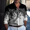 Men's Fashion Top Spring Casual Collar Button Printed Long Sleeve Top