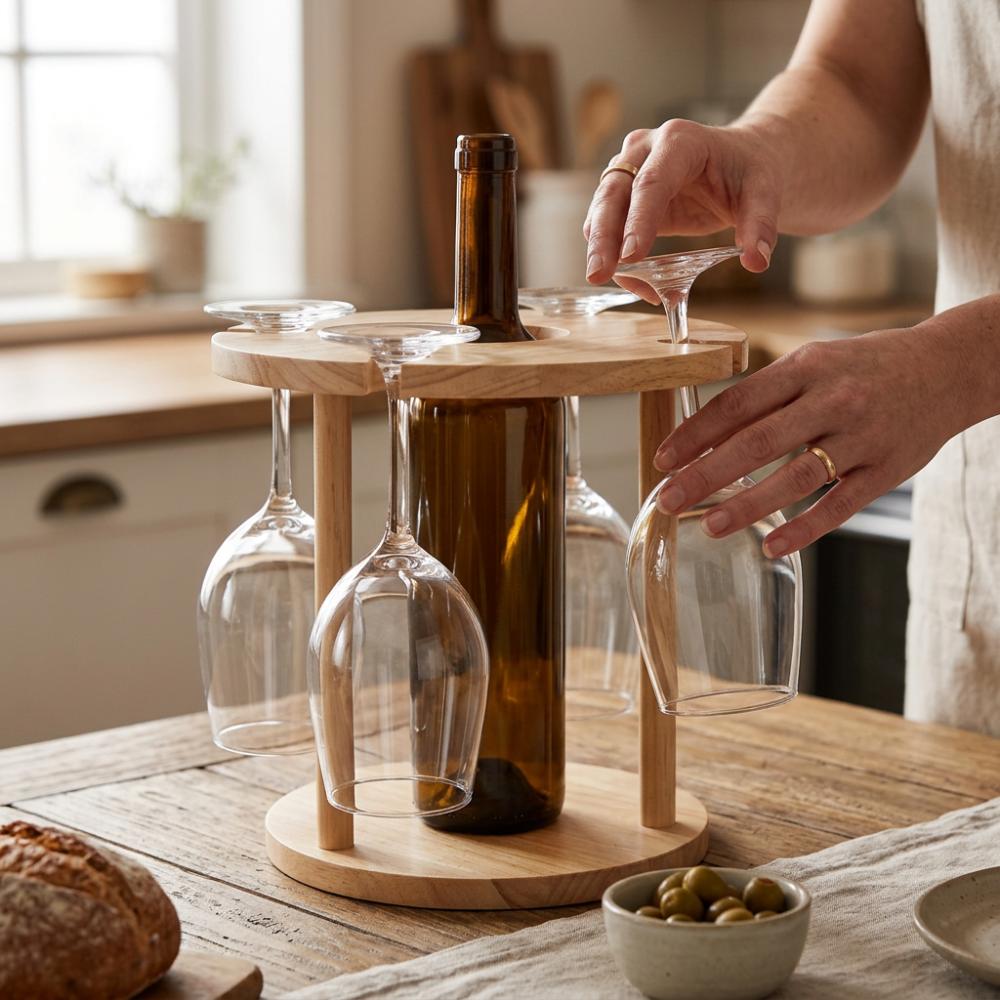 Holds Six Glasses Wine Glass Holder Holds One Bottle Wine Bottle Holder Wooden Wine Rack Bar