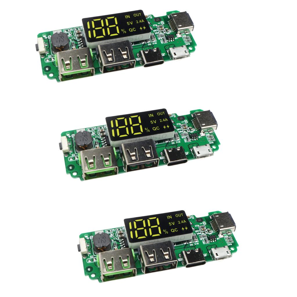 Зарядная плата для литиевых аккумуляторов, двойной USB 5V 2.4A, ЖК-дисплей, защита, модуль для Power Bank, 18650, Micro Type-C, зарядка, DIY