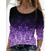 GMXIA Длинный рукав свободный круглый вырез повседневный пуловер 3D принт футболка женская