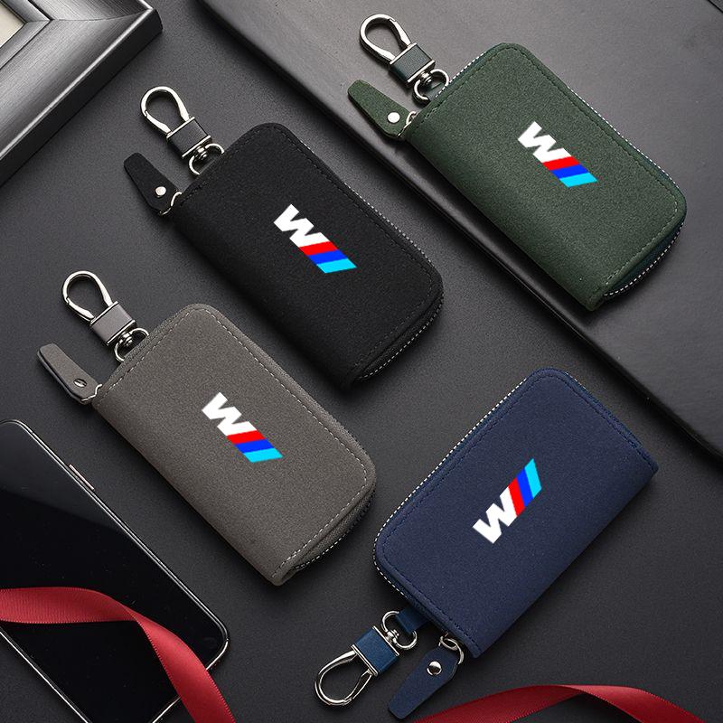 LCHGA1 Car Sticker Leather Car Key Holder Case Keychain Pouch Storage Bag Cover For BMW M Emblem E46 E36 E34 F10 E90 F30 E60 F30 E53 E3