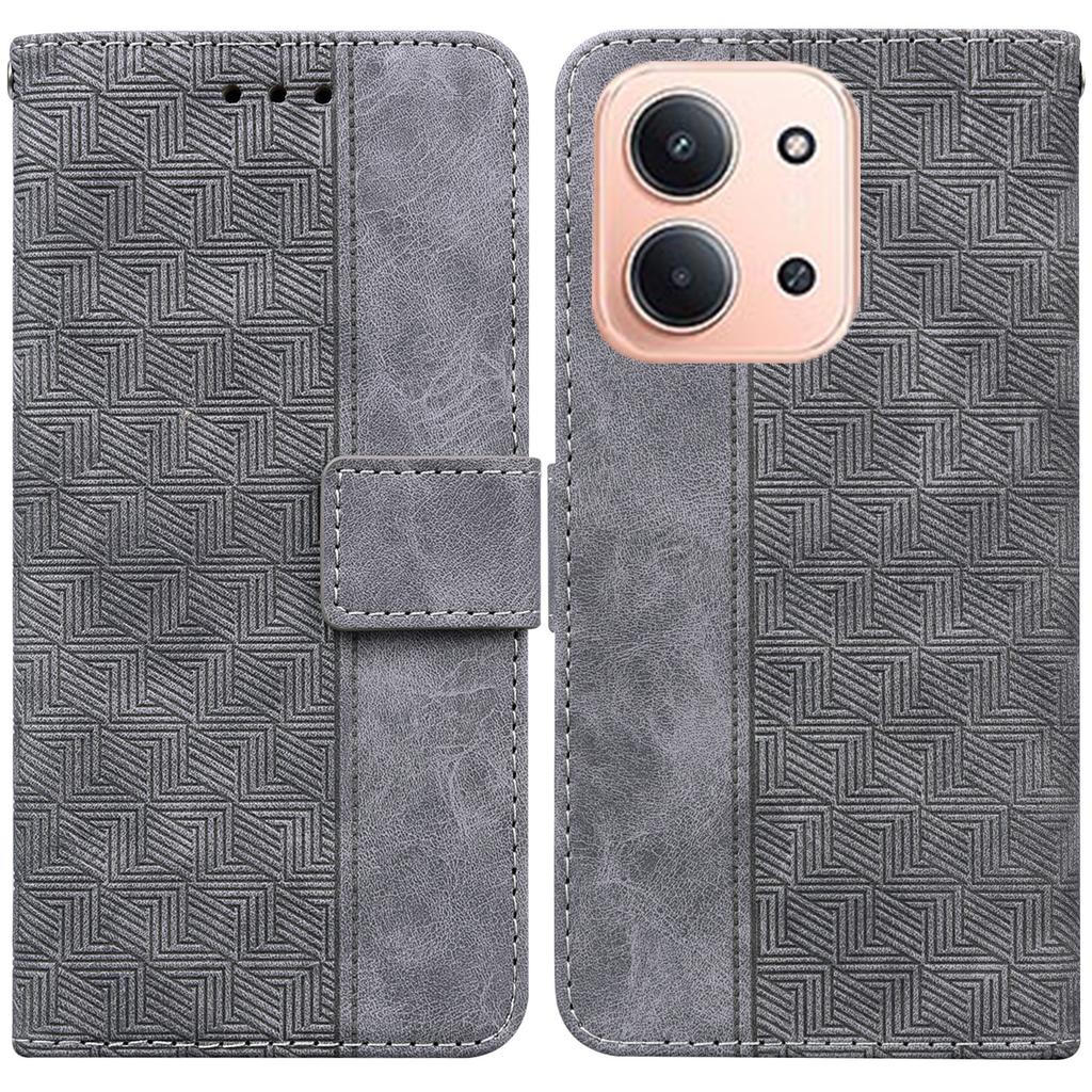 Для Xiaomi Redmi 15C 5G (США) (173мм)/15C 4G (США) (173мм) Чехол Кожаный Кошелек с Геометрическим Узором и Ремешком на Запястье