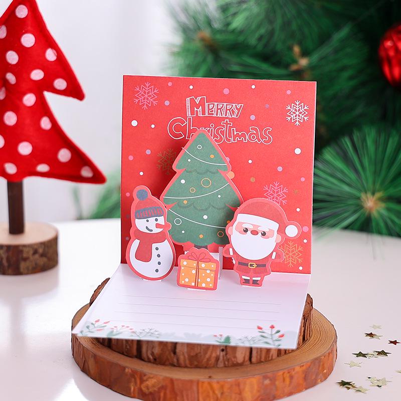 3D Christmas Pop-up Cartoon Greeting Card with Envelope - Christmas Eve Blessing Gift