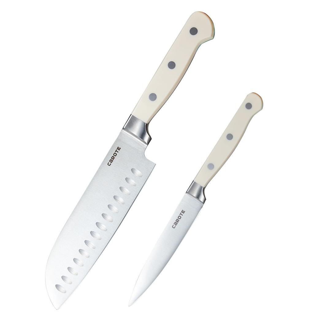 CAROTE Santoku нож 165 мм Petty нож 135 мм набор из 2 предметов из нержавеющей стали можно мыть в посудомоечной машине острый нож длина лезвия многофункциональный универсальный нож