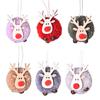 Pom Pom Reindeer Christmas Ornament Plush Elk Hanging Ornaments Wooden Deer Slices Xmas Tree Pendants for Home Party Holiday Decor
