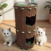 Unique 2-layer Cat House All-in-one Tree Hole Design Cat Castle House Cylindrical Japanese Style Cat Bed Cat Furniture