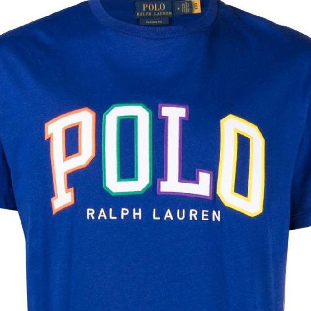 Polo Ralph Lauren Ss23 Логотип Круглый вырез Короткий рукав Футболка Мужская Футболка Синяя 710890804-003