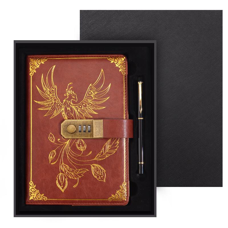 Подарочный набор из ретро-блокнота с паролем формата А5: Ежедневник деловых встреч в офисе с возможностью настраиваемого логотипа.