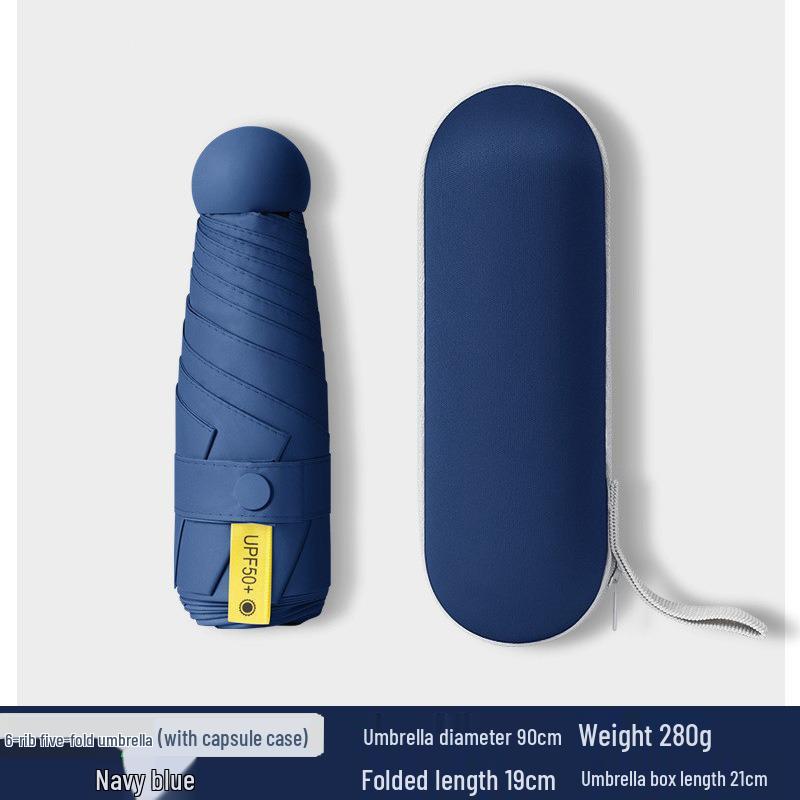 Женский мини-зонт двойного назначения: Компактный пятисложенный дизайн, Утолщенная ткань, Черный клей для защиты от УФ-лучей, Возможность нанесения логотипа на заказ
