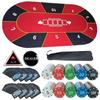 [Ready-to-play Poker 8-piece Full Set] 120cm X 60cm Poker Mat Set 100 Chips X 2 Waterproof Plastic Playing Cards 2 Sets of 54 Dealer Button ALL IN