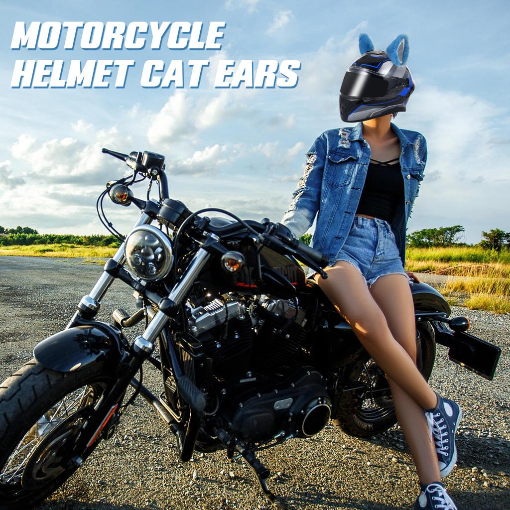 2 шт. Мотоциклетный шлем Кошачьи ушки, Милые аксессуары для сноубординга, катания на лыжах и велоспорта Синие