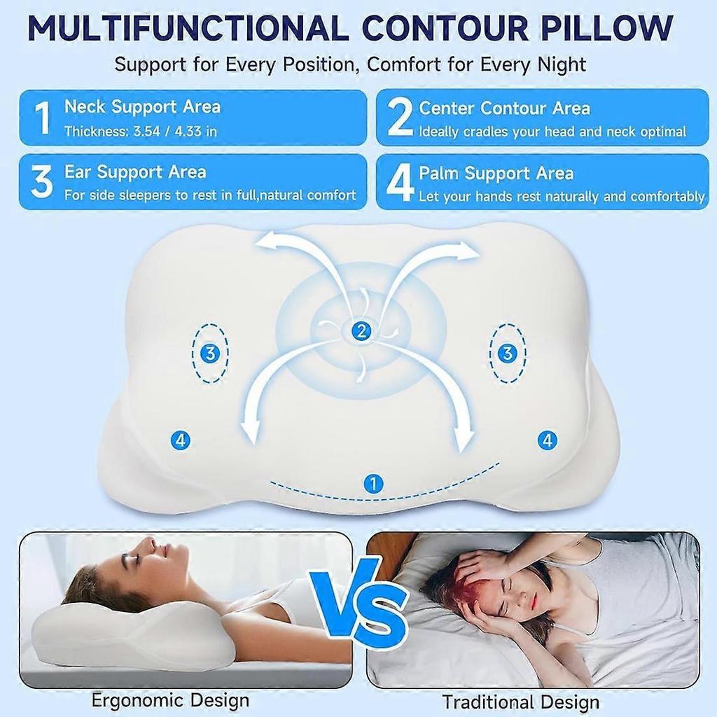 Cloud Pillow - Ergonomic Memory Foam Pillows, Adjustable Cervical Neck Support Pillow with Breathable Pillowcase