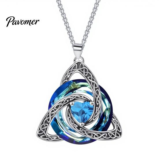Elegant Jewelry for Girlfriend Celtic Knot Birthstone Necklace Women, Cubic Zirconia Pendant Necklace, Eternal Memory Irish Jewelry, Gift Her