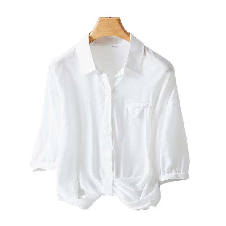 Women Spring New Thin Breathable Commuter Lapel Shirt Top