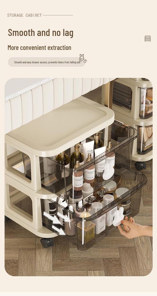 Rabbit Trolley: Multi-layer Cart with Wheels and Drawer for Children's Books and Storage