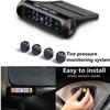 Солнечная беспроводная система контроля давления в шинах автомобиля TPMS с 4 датчиками, инструмент для проверки давления в шинах, цифровой ЖК-дисплей