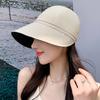 Hat Woman Summer Solid Color Sunscreen Visor, Shopping Can Hang Masks Peaked Hat Big Edge Sun Hat Summer