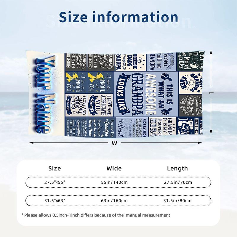 Other Similar Designs Theme Beach Towel Personalized Custom Name & Text Soft Quick Dry Beach Towel for Swimming Travel