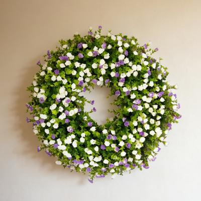 Весенне-летний венок для входной двери Искусственный венок из полевых цветов с листьями эвкалипта для дома и улицы Настенный декор для крыльца, фермерского дома
