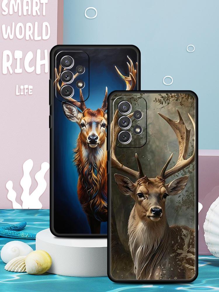 Чехол для телефона с узором "Олень и Личи" для Samsung Galaxy A55 A35 A15 A14 A13 A25 A54 A51 A71 A72 A73 A32 A52 A41 5G Мягкий ТПУ Корпус Сумки