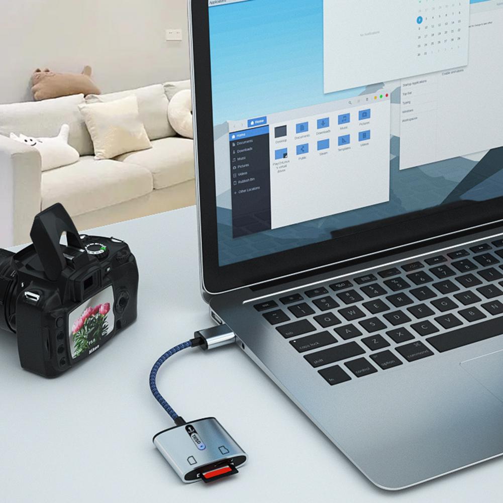 Легкий кард-ридер для SD-карт Plug and Play Корпус из алюминиевого сплава Кард-ридер для карт TF Адаптер 2-в-1 SD/TF на USB